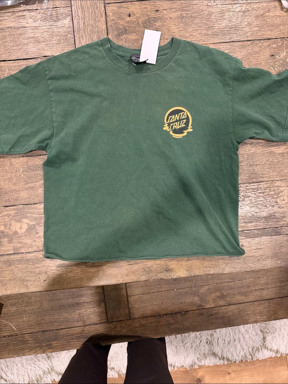 NWT Santa Cruz Skateboards Green Tee with Yellow Logo